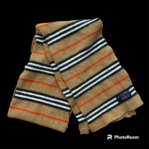 Burberry Accessories Vintage Distressed Burberry Lambswool Scarf